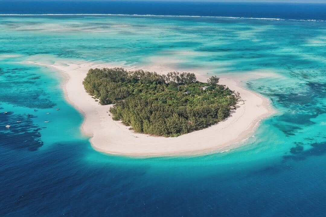 Aerial view of a Zanzibar island beach